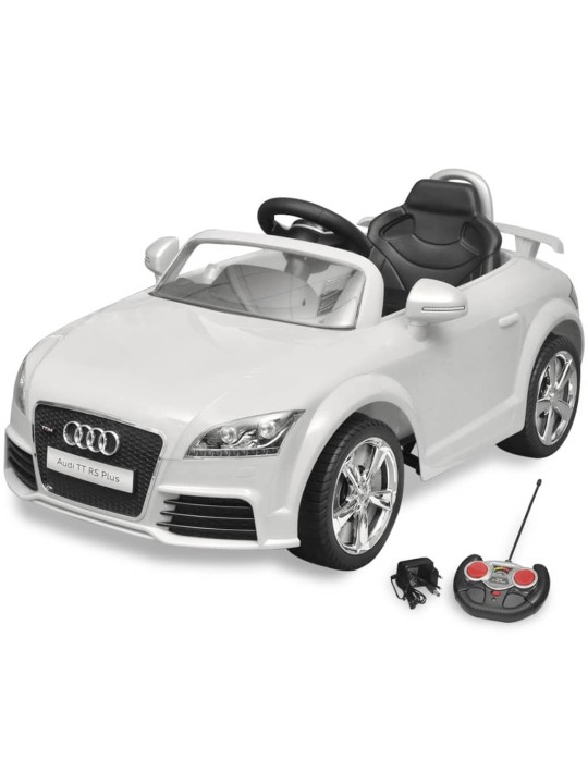 Valge audi tt rs pealeistutav auto lastele puldiga