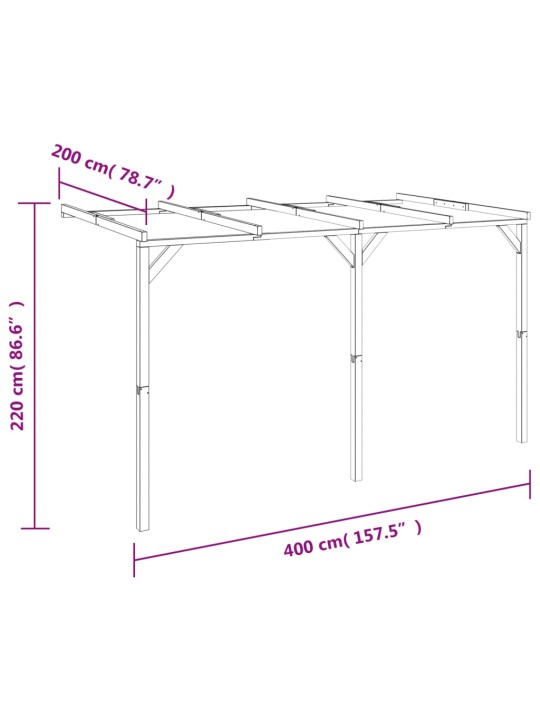 Lehtla-varikatus 2 x 4 x 2,2 m, puit