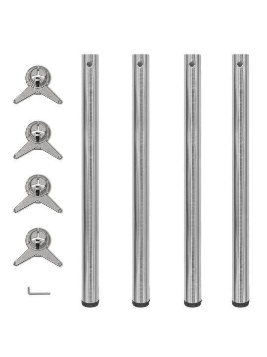 Reguleeritava kõrgusega lauajalad 4 tk, harjatud nikkel, 870 mm