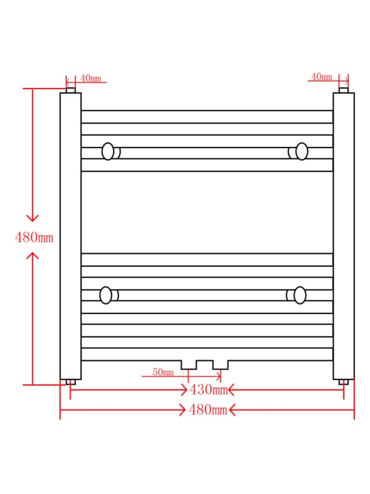 Keskkütte rätikukuivati vannituppa sirge 480 x 480 mm, hall