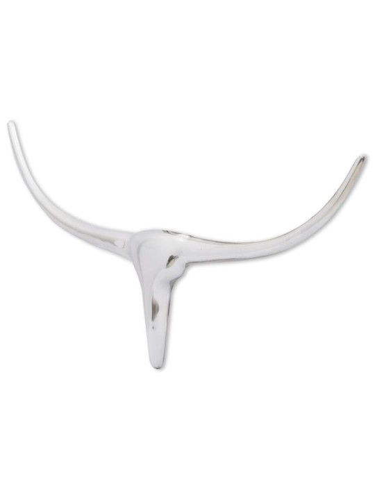 242336 wall mounted aluminium bull’s head decoration silver 72 cm