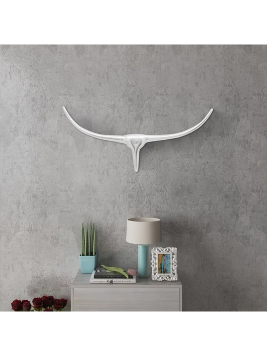 242336 wall mounted aluminium bull’s head decoration silver 72 cm