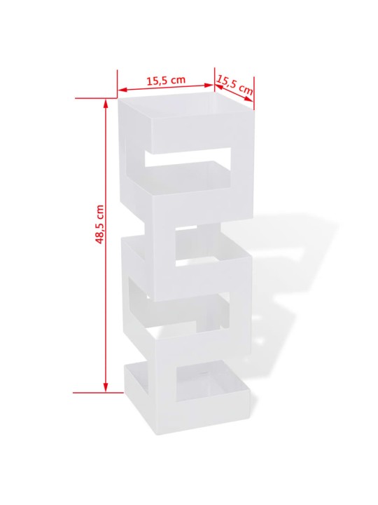 Valge nelinurkne vihmavarju/jalutuskepihoidja, teras 48,5 cm