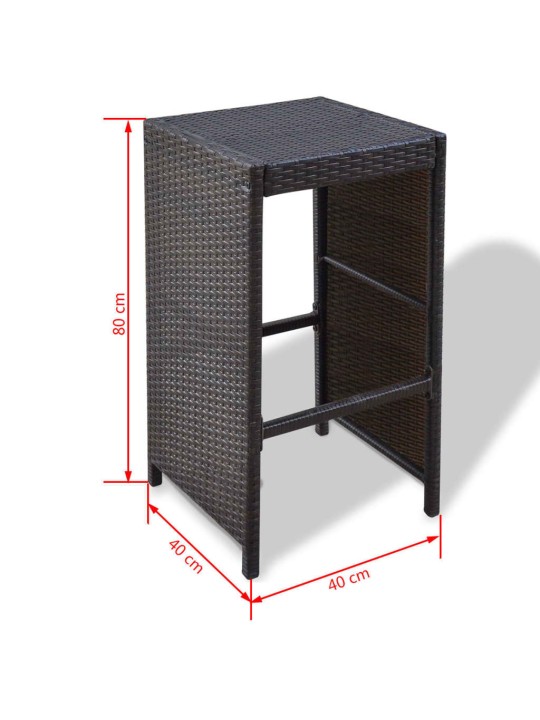 7-osaline aiabaari komplekt patjadega, polürotang, pruun