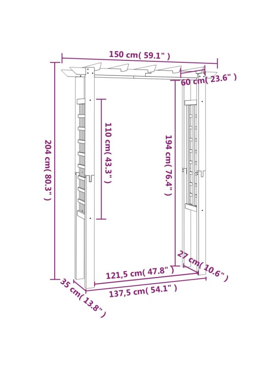 Roosikaar 150 x 60 x 204 cm, immutatud puit