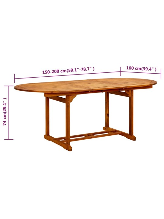 Τραπέζι κήπου 200 x 100 x 75 εκ. από μασίφ ξύλο ακακίας