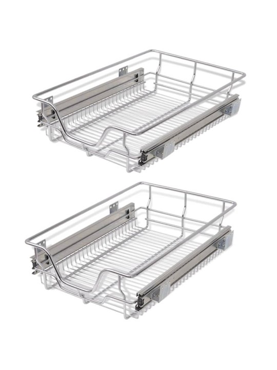 Väljatõmmatavad traatkorvid, 2 tk, hõbedane 400 mm