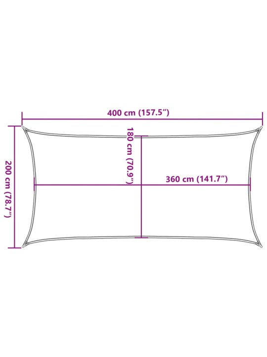 Päikesepuri ristkülikukujuline hdpe, 2 x 4 m antratsiithall