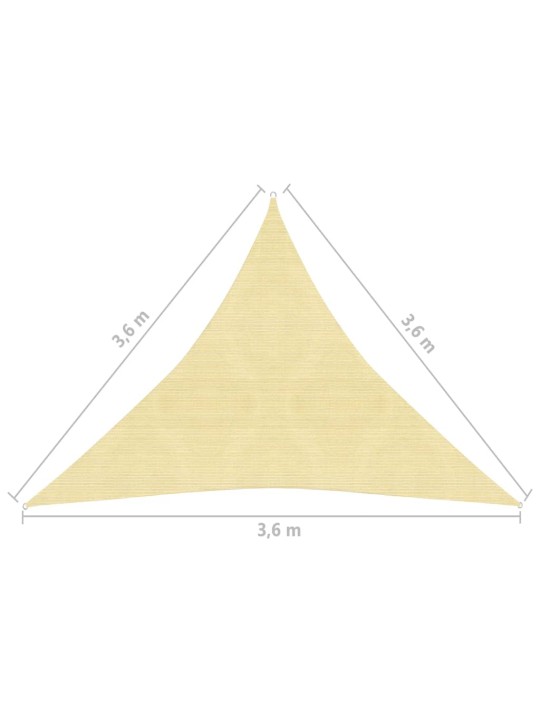 Päikesepuri hdpe kolmnurkne 3,6 x 3,6 x 3,6 m beež