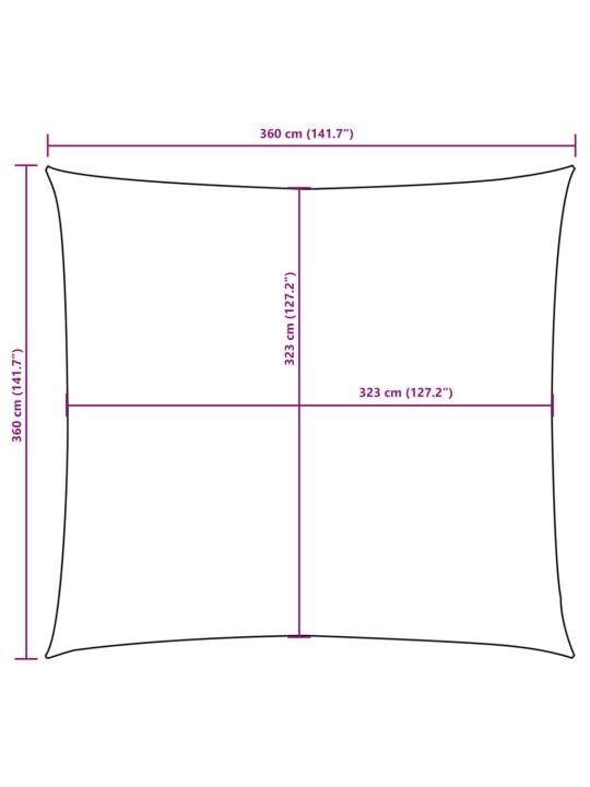 Oxford-kangast päikesepuri, kandiline, 3,6 x 3,6 m, beež