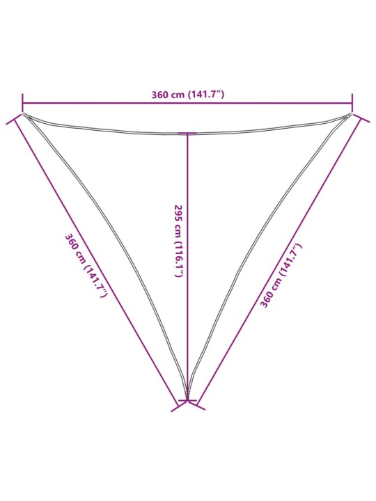 Oxford-kangast päikesepuri, kolmnurkne, 3,6 x 3,6 x 3,6 m, beež