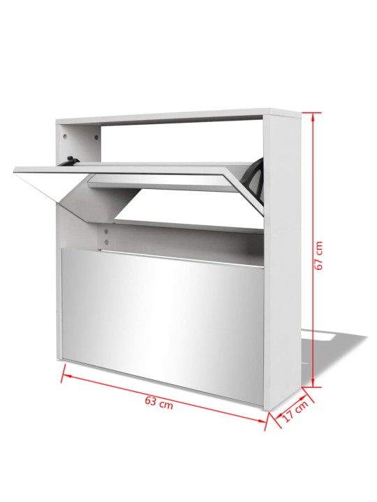 2 sahtliga kingakapp peegliga valge 63 x 17 x 67 cm