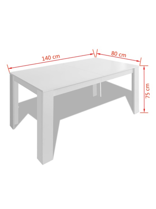 Söögilaud 140 x 80 x 75 cm valge