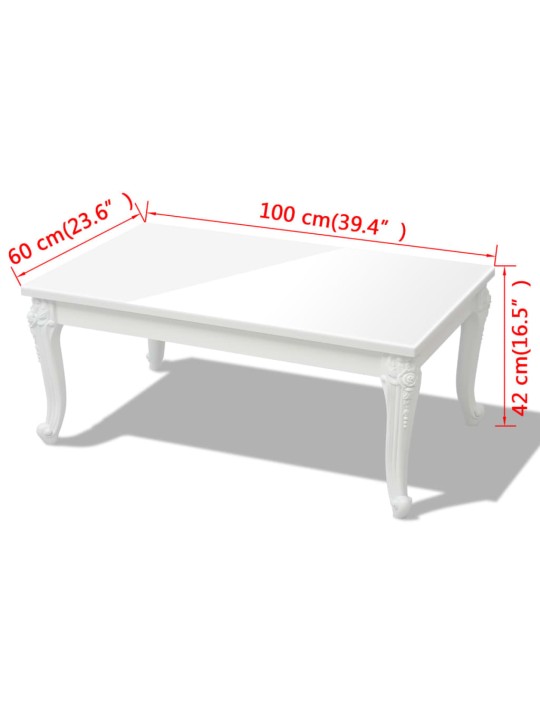 Kohvilaud 100 x 60 x 42 cm kõrgläikega valge