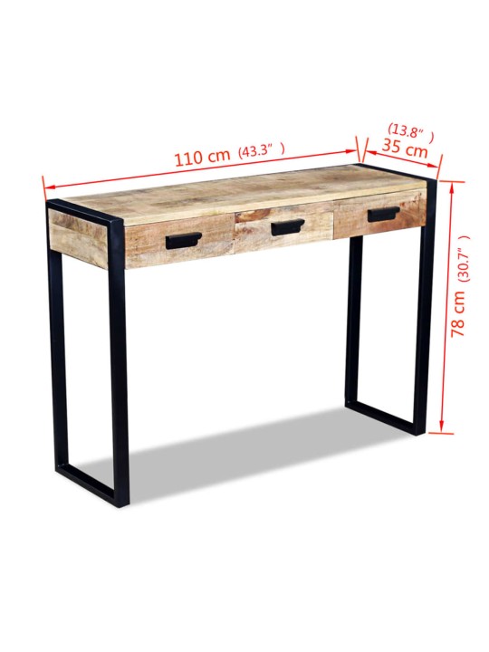 Kolme sahtliga konsoollaud mangopuidust 100 x 35 x 78 cm