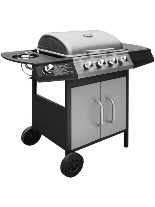 GAASIGRILL 4 + 1 KÜSPSETUSTSOONIGA, MUST JA HÕBEDANE