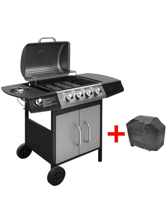 GAASIGRILL 4 + 1 KÜSPSETUSTSOONIGA, MUST JA HÕBEDANE
