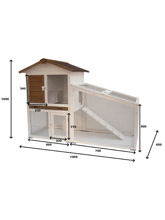 @pet jänesepuur tommy 140 x 65 x 100 cm valge ja pruun 20072