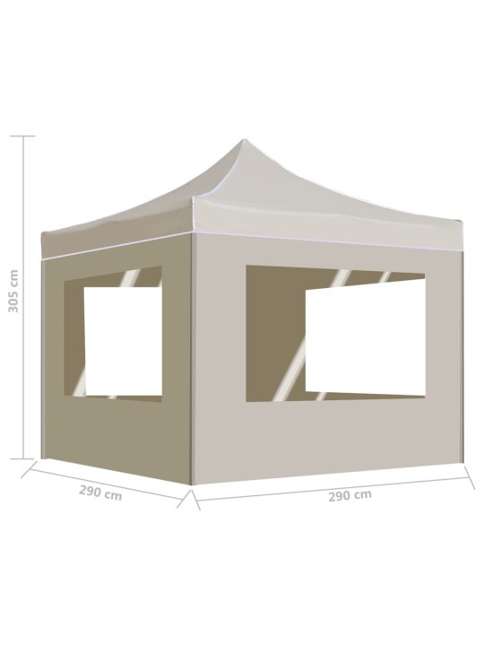 Kokkupandav peotelk seintega, alumiinium, 3 x 3 m, kreemjas