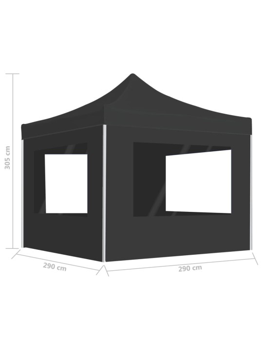 Kokkupandav peotelk seintega, alumiinium, 3 x 3 m, antratsiit