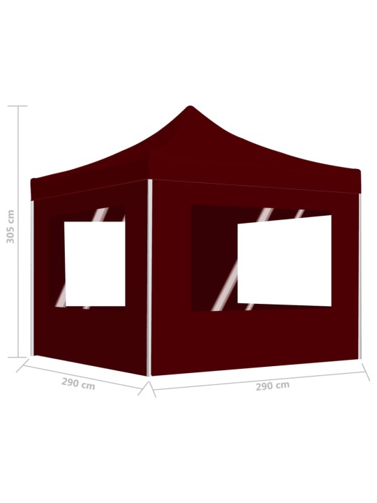 Kokkupandav peotelk seintega, alumiinium, 3 x 3 m, veinipunane