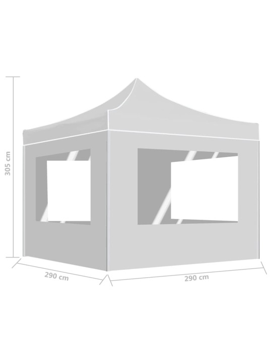 Kokkupandav peotelk seintega, alumiinium, 3 x 3 m, valge