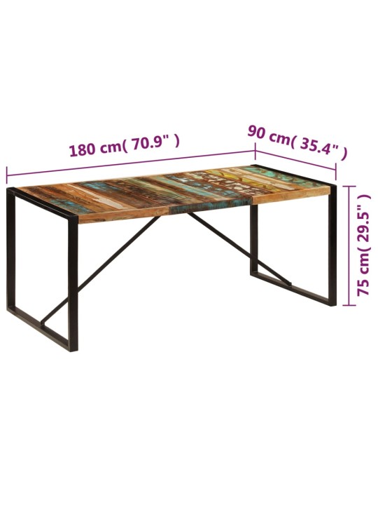 Söögilaud, 180 x 90 x 75 cm, toekas taaskasutatud puit