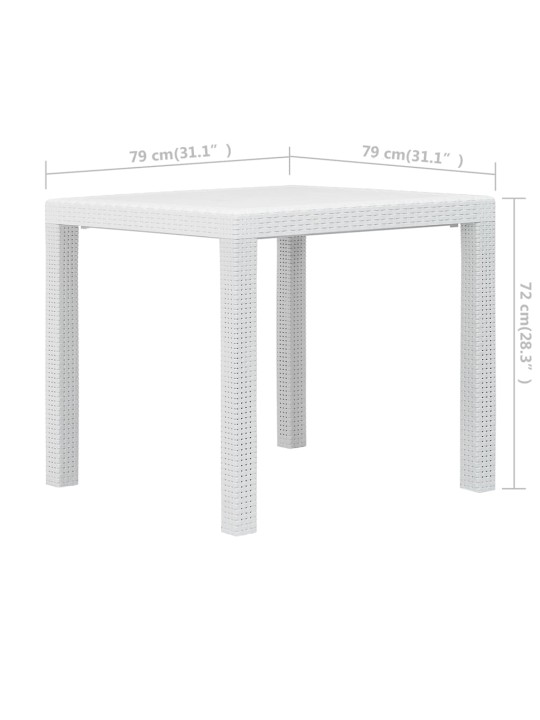 Aialaud 79 x 79 x 72 cm rotangi välimusega plast, valge