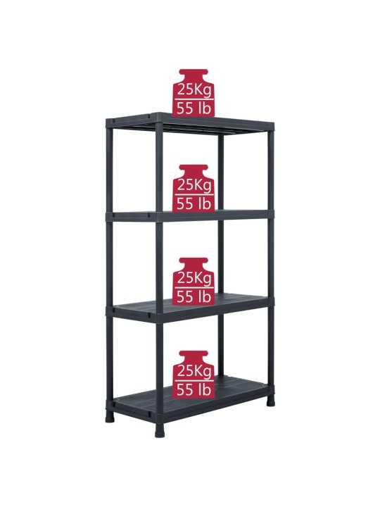 Hoiuriiul, must, 100 kg, 60 x 30 x 138 cm, plast