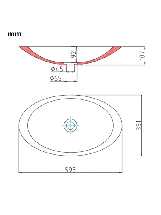 Valamu 59,3 x 35,1 x 10,7 cm mineraalvalu/marmorvalu, valge