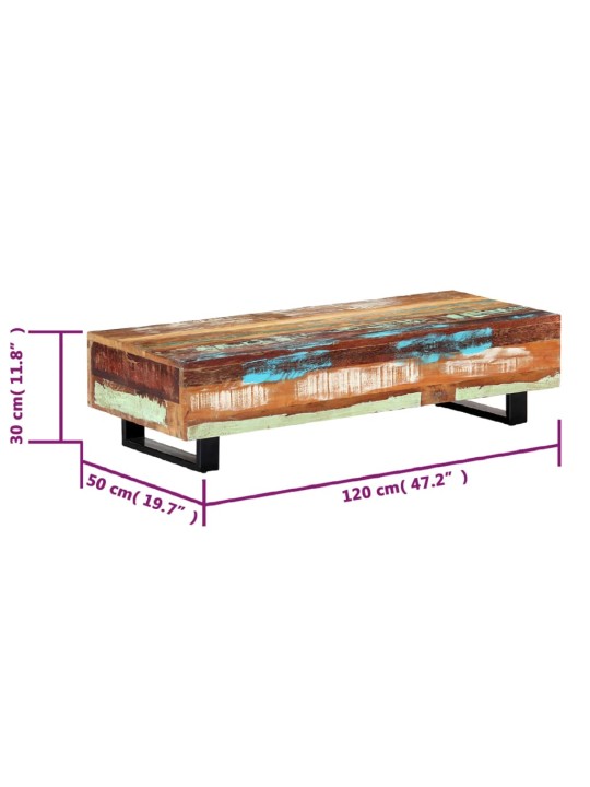 Kohvilaud, 120 x 50 x 30 cm, taastatud puit ja teras