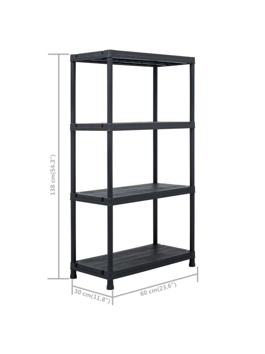 HOIURIIUL, 2 TK, MUST, 60 X 30 X 138 CM, PLAST