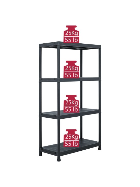 HOIURIIUL, 5 TK, MUST, 60 X 30 X 138 CM, PLAST