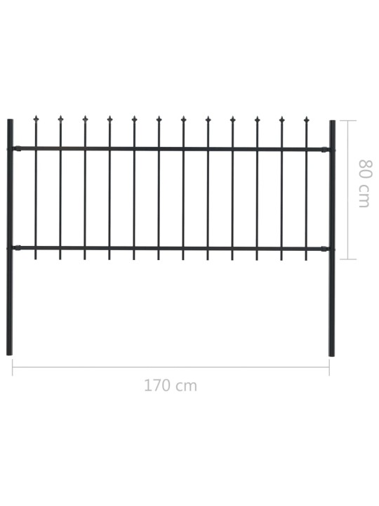 Terava otsaga aed, terasest, 1,7 x 0,8 m, must