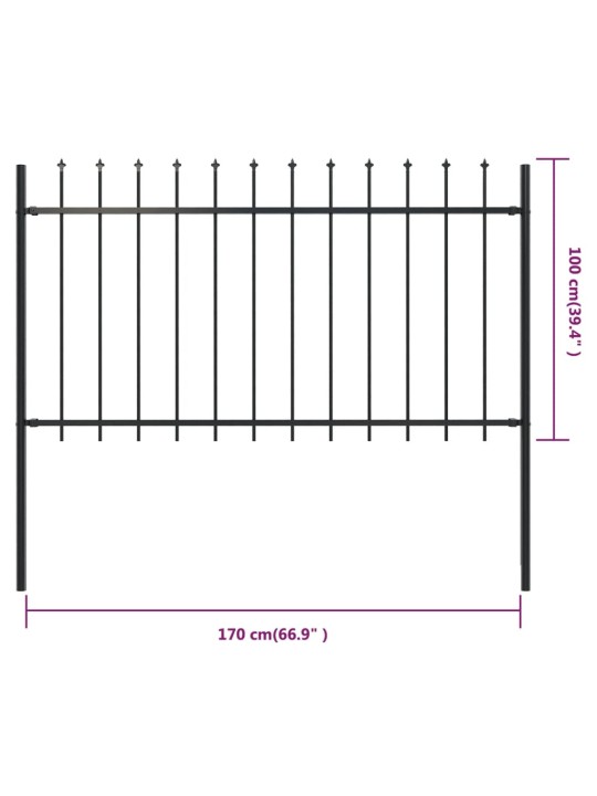 Terava otsaga aed, terasest, 1,7 x 1 m, must