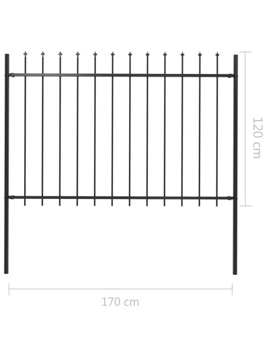 Terava otsaga aed, terasest, 1,7 x 1,2 m, must