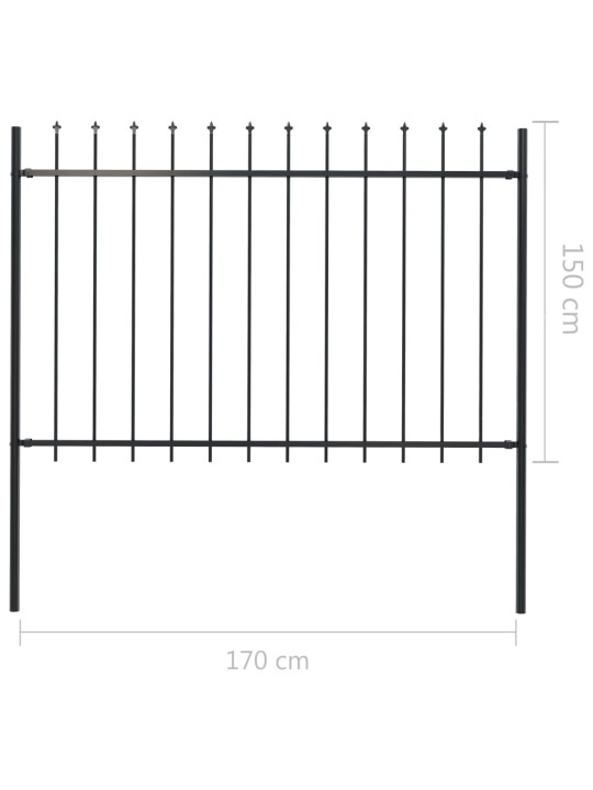 Terava otsaga aed, terasest, 1,7 x 1,5 m, must