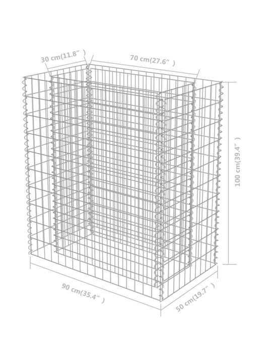 Gabioon-taimelava, tsingitud teras, 90 x 50 x 100 cm