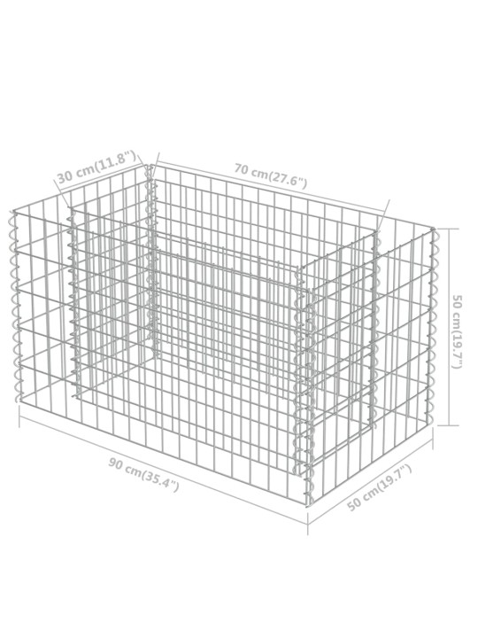 Gabioon-taimelava, tsingitud teras, 90 x 50 x 50 cm