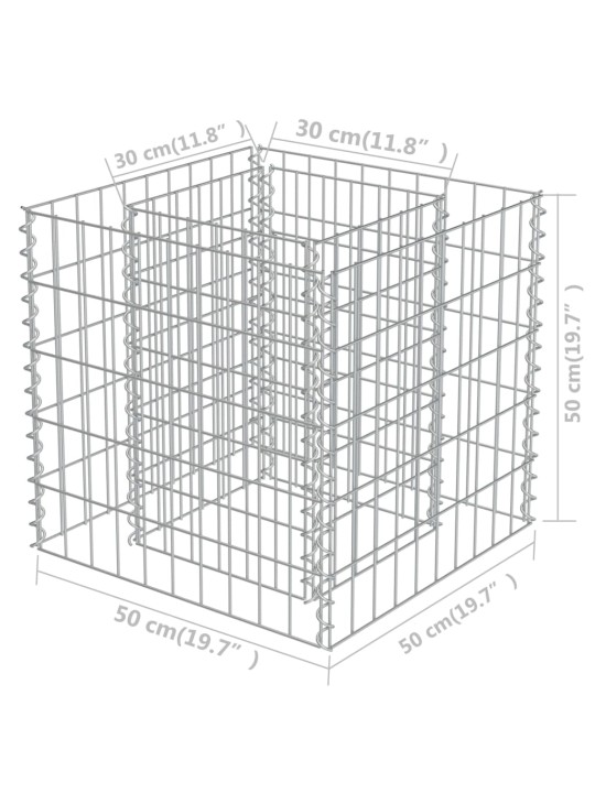 Gabioon-taimelava, tsingitud teras 50 x 50 x 50 cm