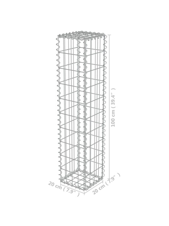 Kattega gabioonsein, tsingitud teras, 20 x 20 x 100 cm