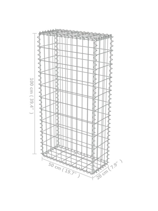 Kattega gabioonsein, tsingitud teras, 50 x 20 x 100 cm