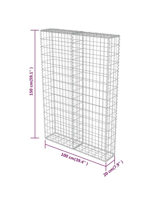 Kattega gabioonsein, tsingitud teras, 100 x 20 x 150 cm