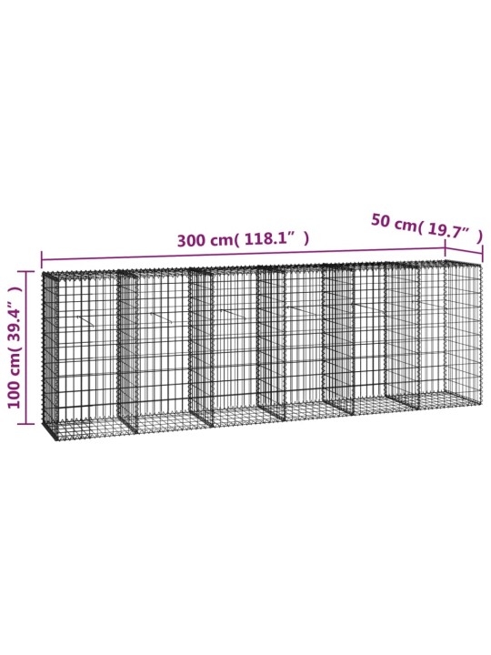 Kattega gabioonsein, tsingitud teras, 300 x 50 x 100 cm