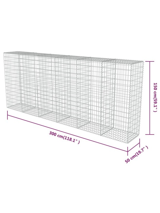 Kattega gabioonsein, tsingitud teras, 300 x 50 x 150 cm