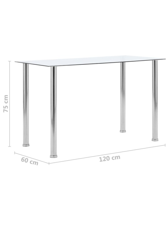 Söögilaud, läbipaistev, 120 x 60 x 75 cm, karastatud klaas