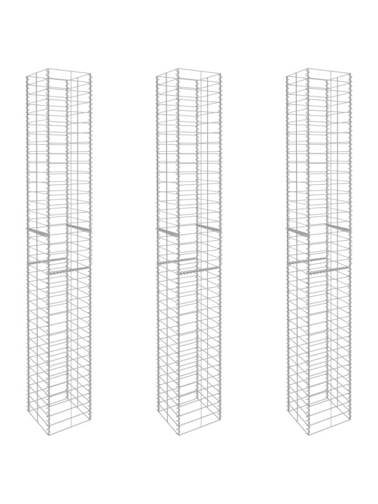 Gabioonkorvid 3 tk, tsingitud teras 25 x 25 x 197 cm