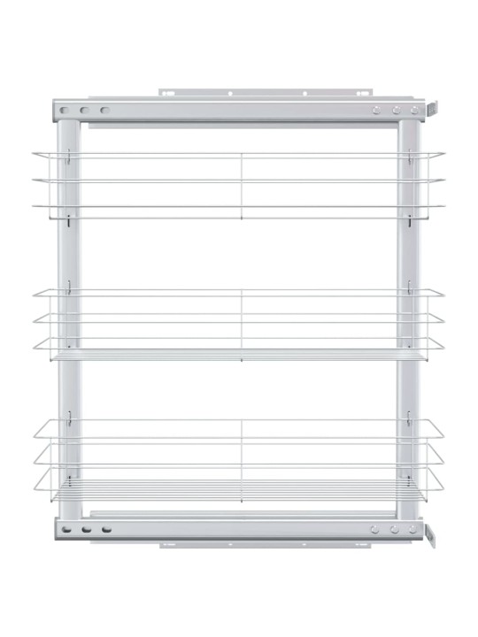 3 riiuliga väljatõmmatav köögi traatkorv hõbedane 47x25x56 cm