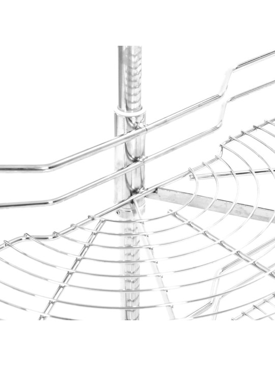 2 riiuliga köögi traatkorv hõbedane 180 kraadi 75 x 38 x 80 cm