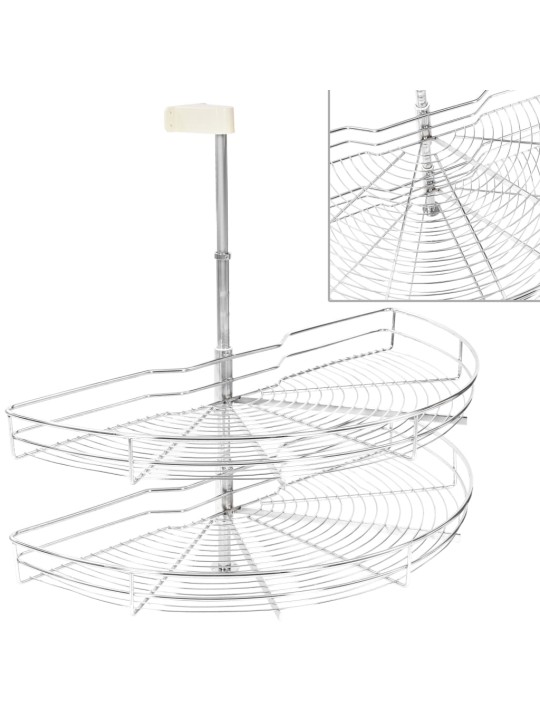 2 riiuliga köögi traatkorv hõbedane 180 kraadi 85 x 44 x 80 cm